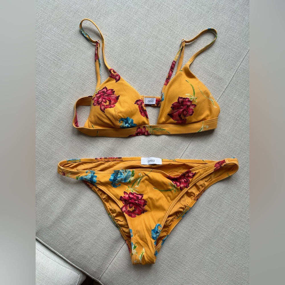 Onia Danni Bikini Top & Bottom with Floral Accents